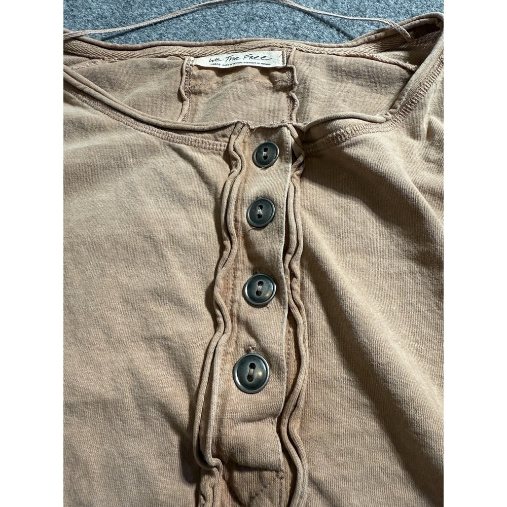 We The Free Melodi Henley Top‎ Sz L Dolman Sleeve Cropped Boho Casual Round Hem - Picture 5 of 8